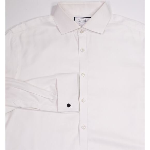 Charles Tyrwhitt White Non-Iron Herringbone Dress Shirt Extra Slim (43) 17-35 - Picture 1 of 7